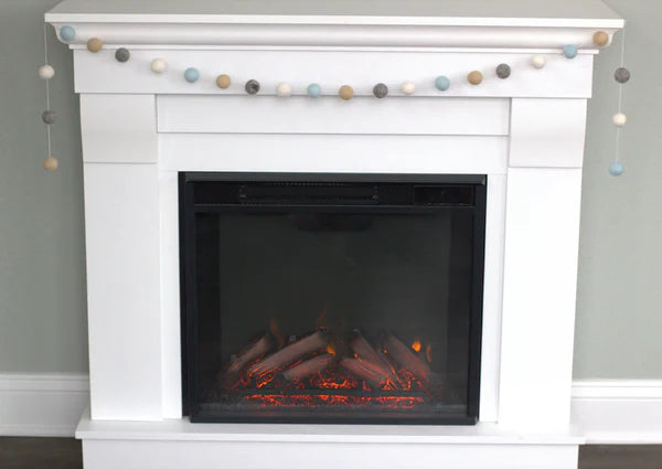 Felt Orb Garland | Blue/Grey/Almond/White