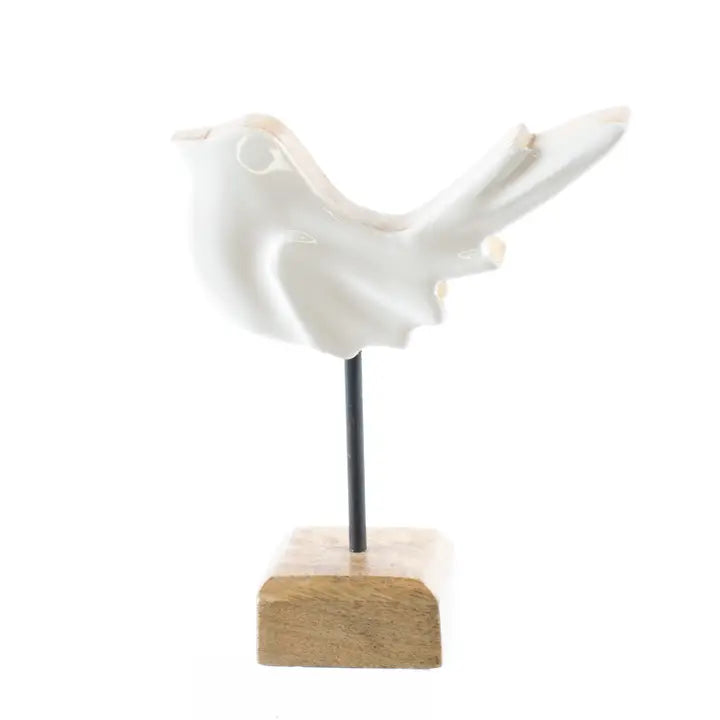 White Wood Bird | Stand Sitter