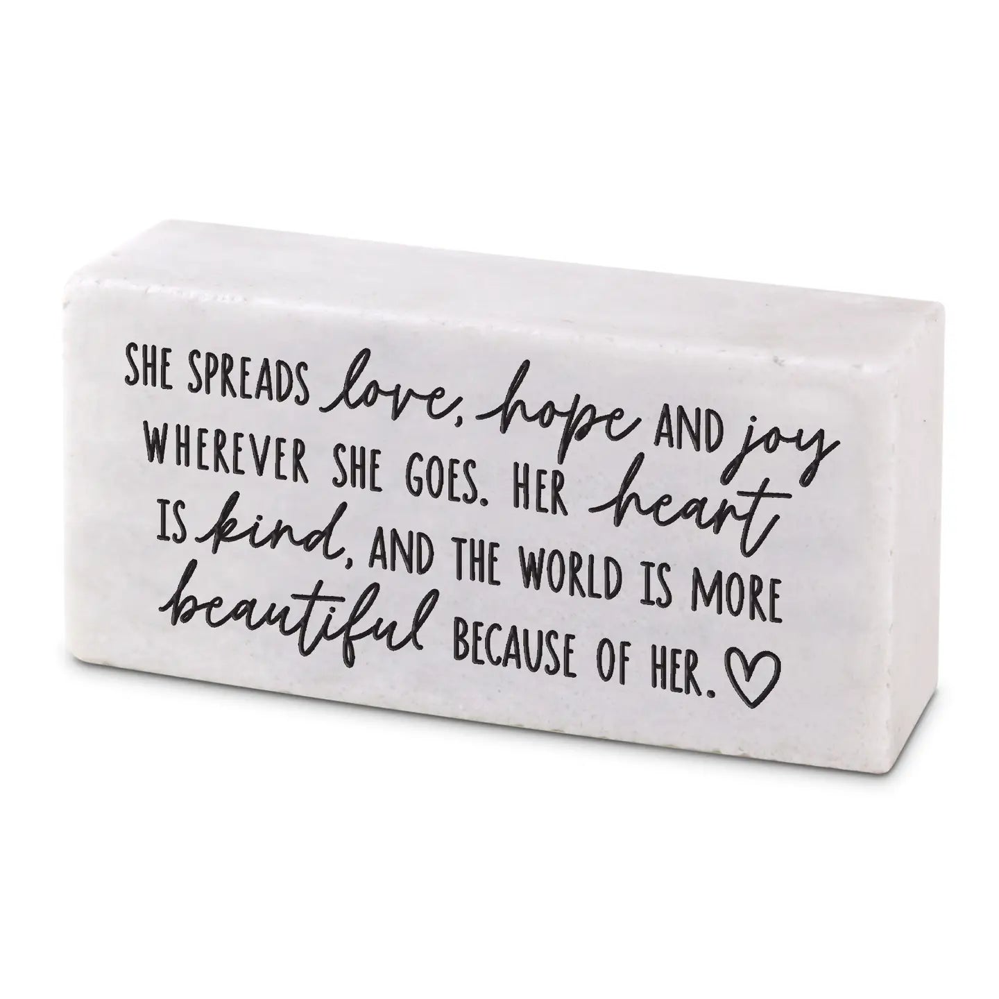 She Spreads Love, Hope & Joy | Scripture Stone Block