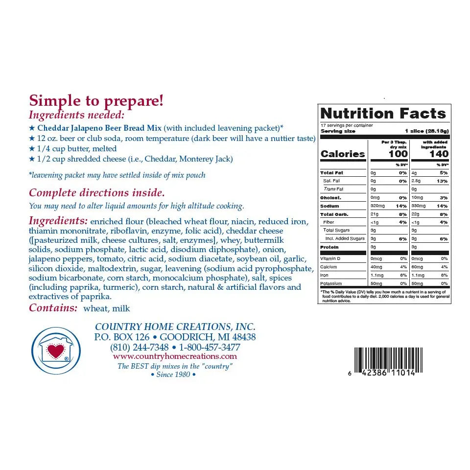 Cheddar Jalapeno | Beer Bread Mix