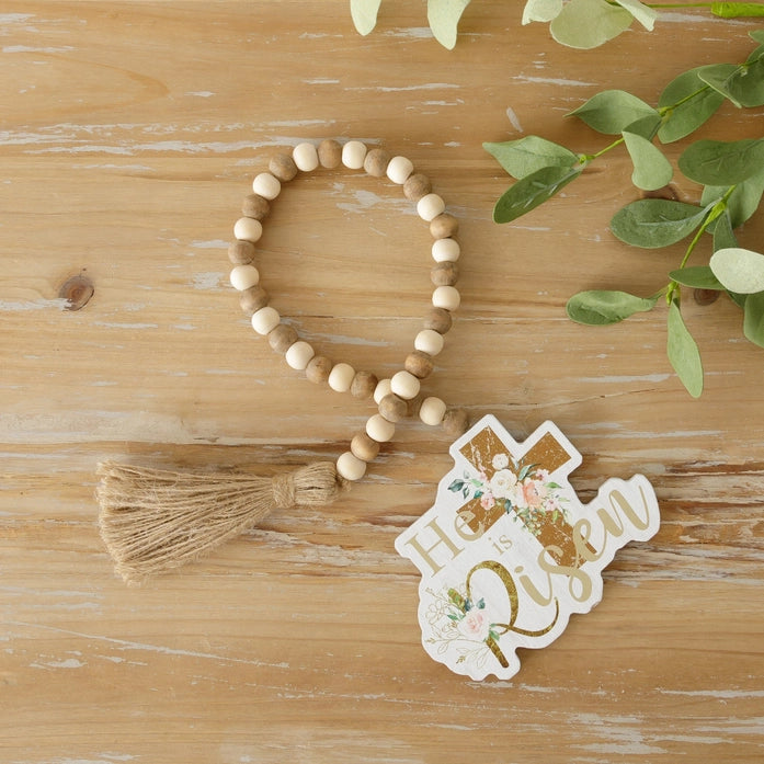 He is Risen Beaded Tag