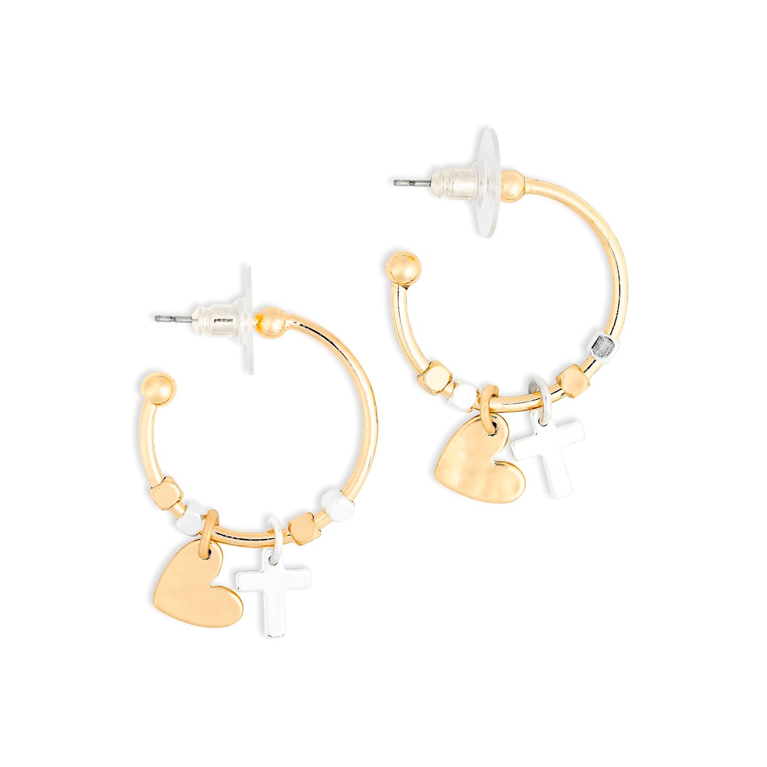 Loved Cross & Heart Charm Earrings | Giving Collection