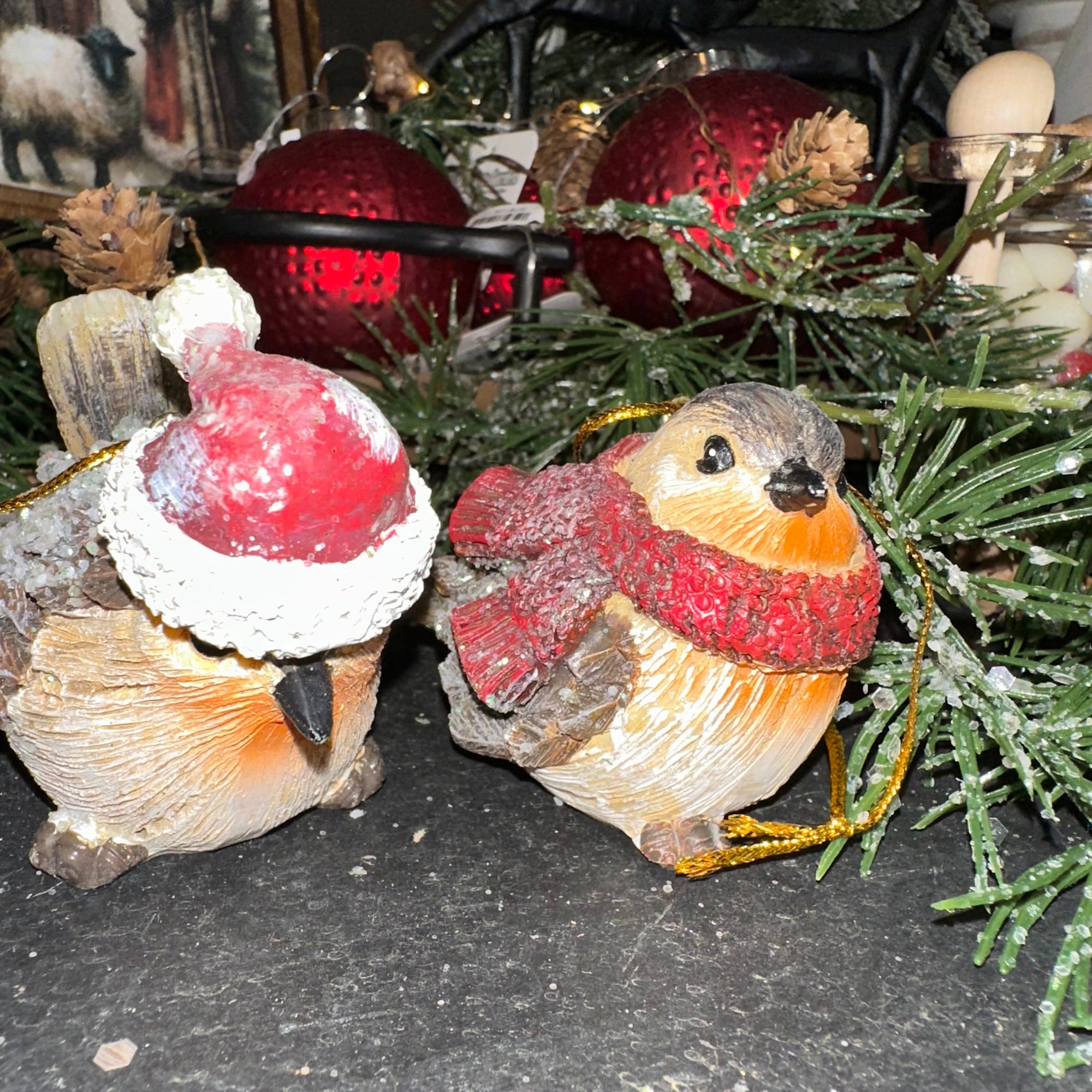Festive Winter Hat Bird Ornament | 2.75"
