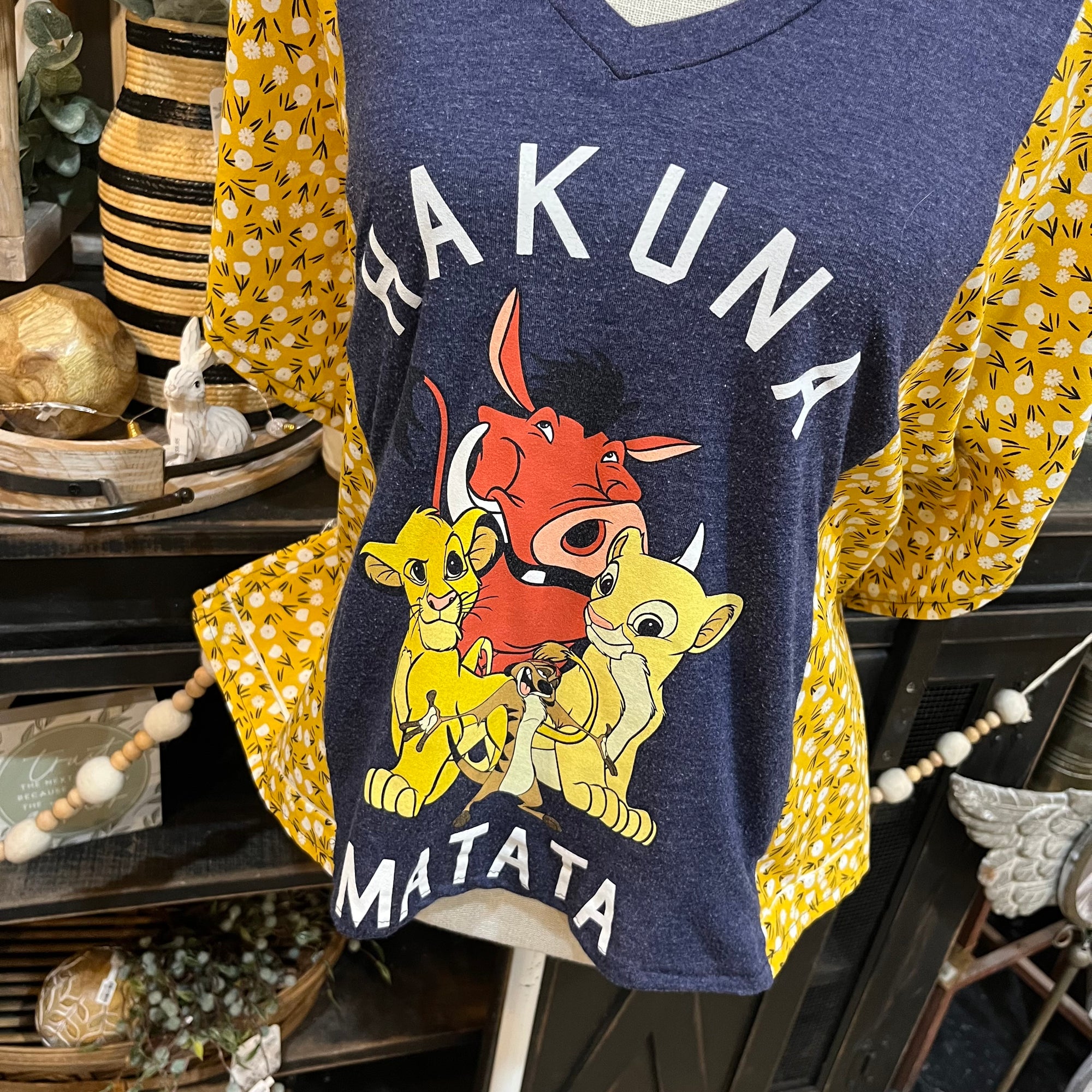 Handmade Flutter Sleeves Top | Reclaimed Hukuna Matata Graphic Tee