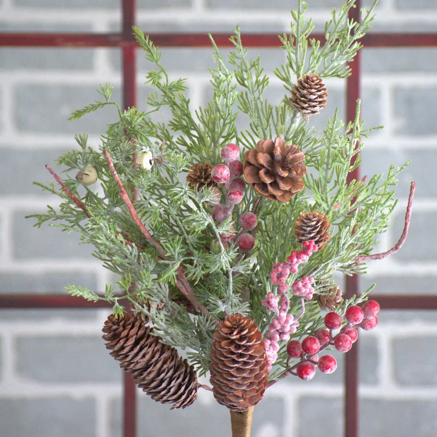 Frosted Pine, Berry & Bells Bush | 18"
