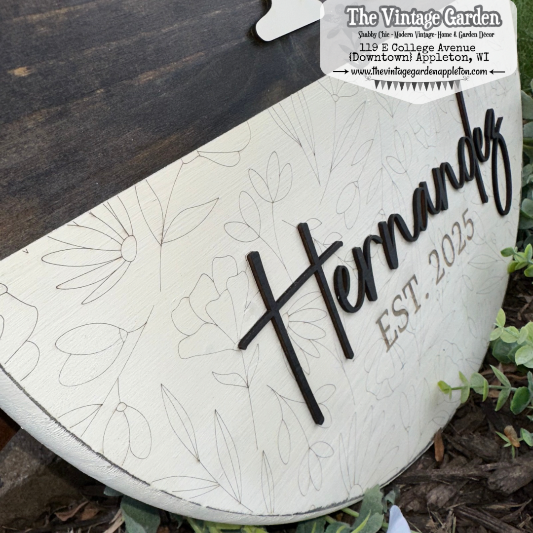 Monogrammed Family & Established Date Sign | Wildflowers | Custom Sign
