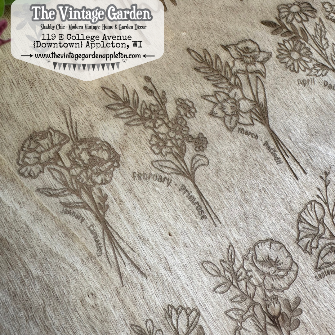 Birthflower Garden | Custom Wood Tray