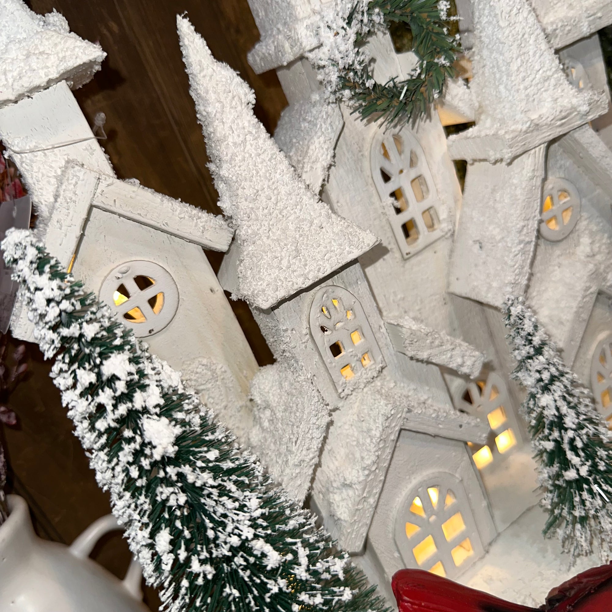 Lighted Wood Winter Village Scene