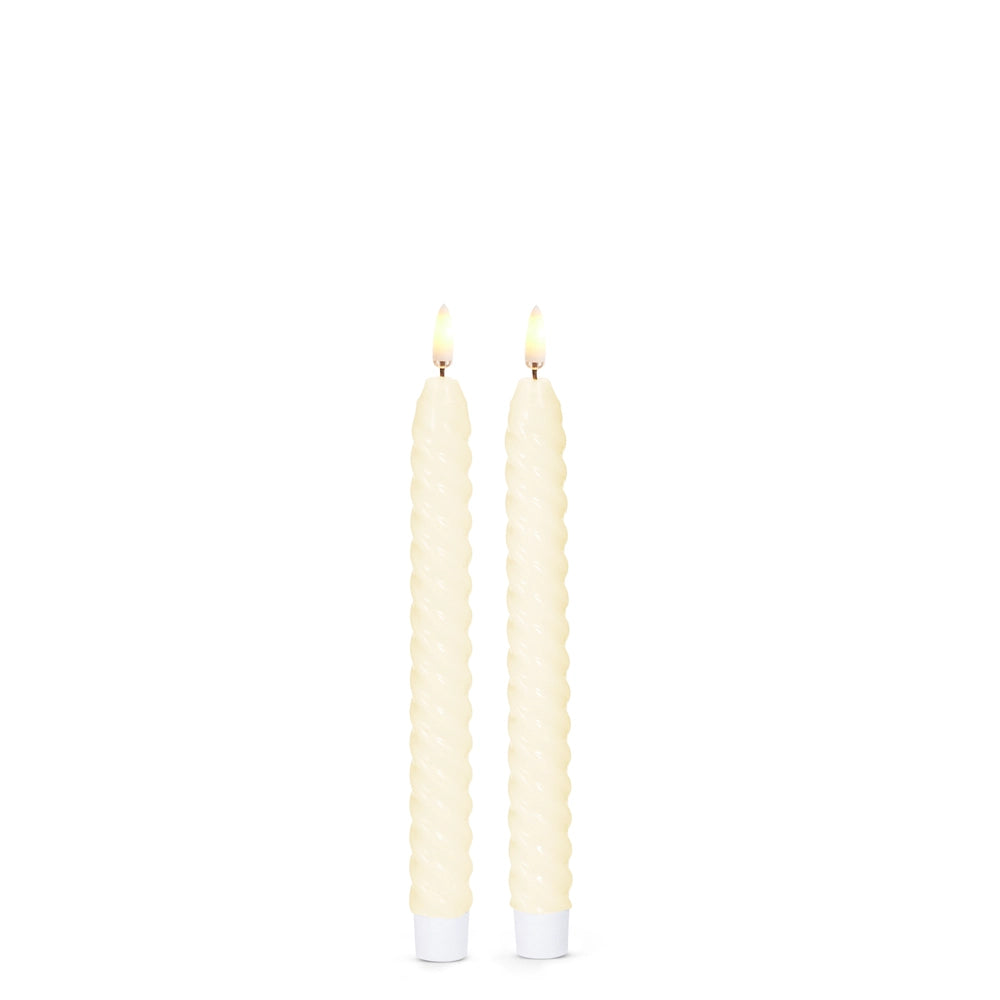 Taper Candle | Ivory Twisted Wax | Battery Operated