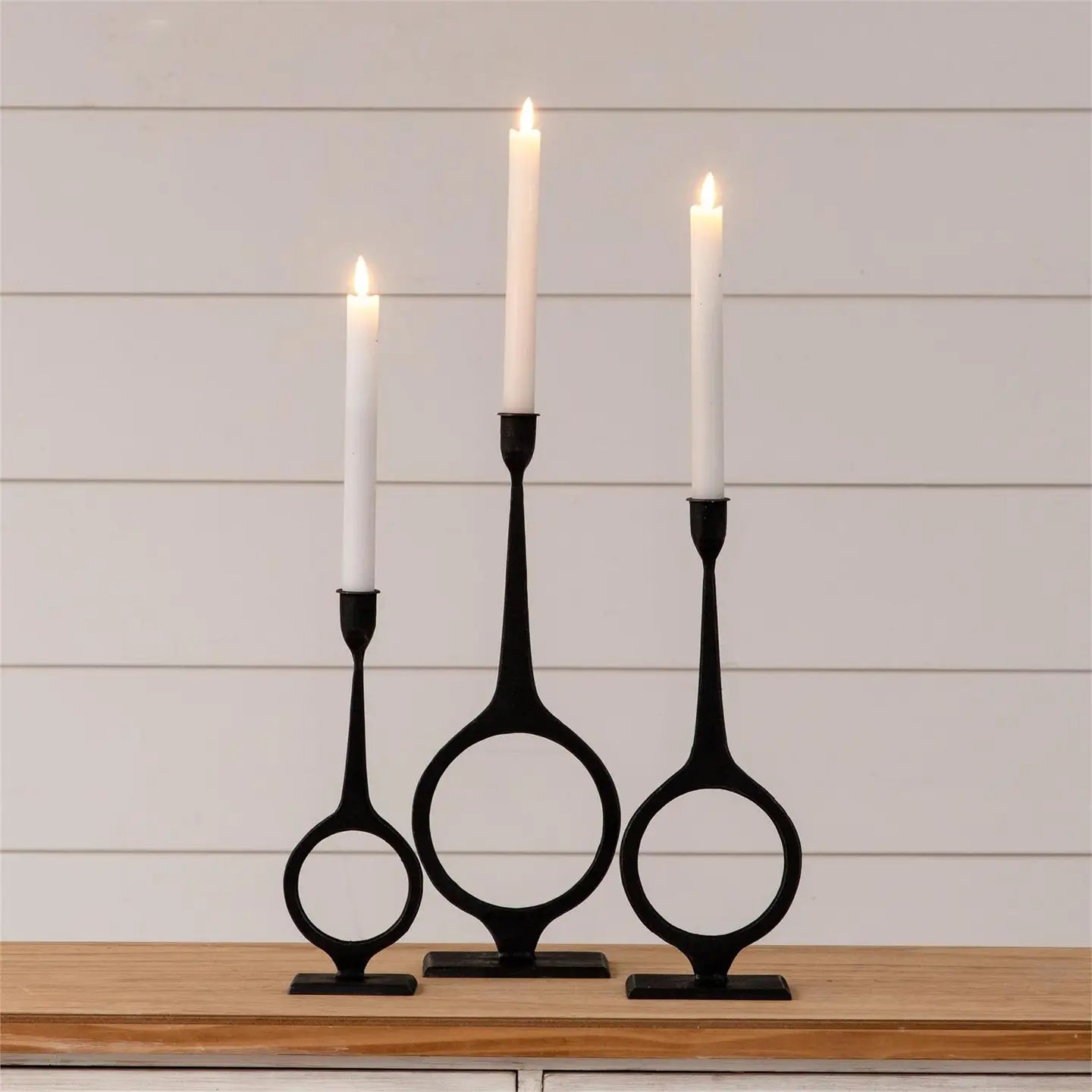 Circular Taper Candle Holder | Black Metal