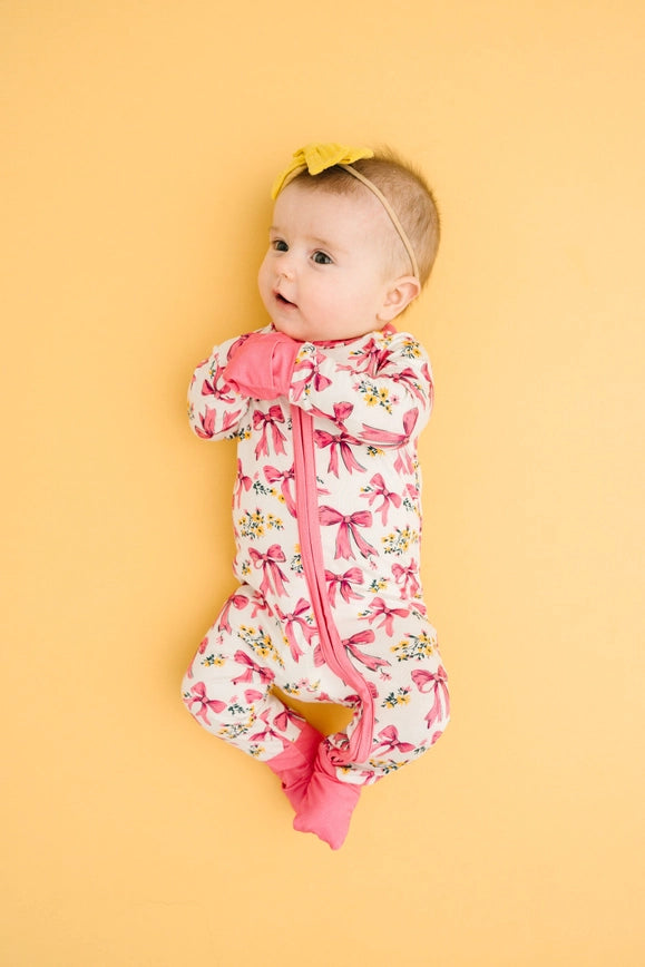 Bows & Blooms | Bamboo Zippy Footie Sleeper