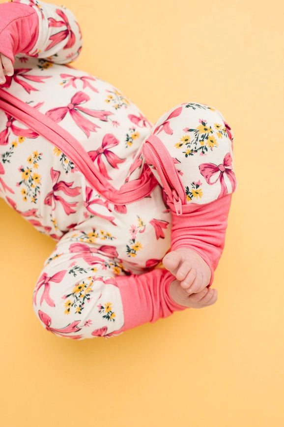 Bows & Blooms | Bamboo Zippy Footie Sleeper