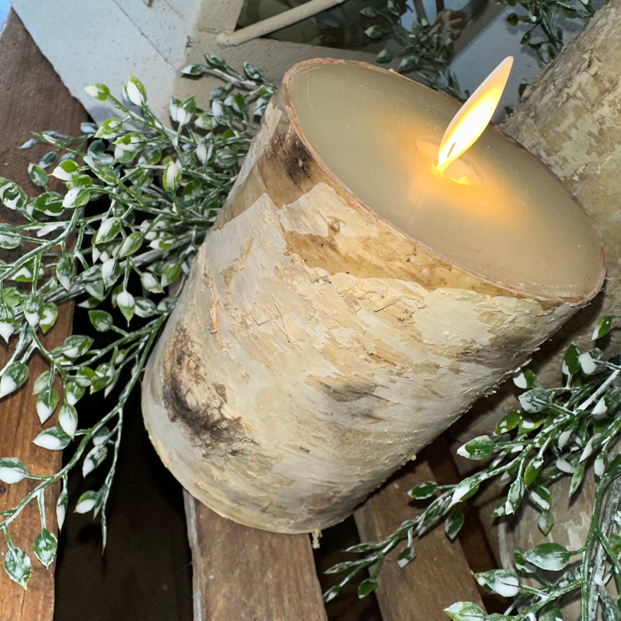 Flicker Flame Candle | White Birch | Battery Operated | 5,6,7"