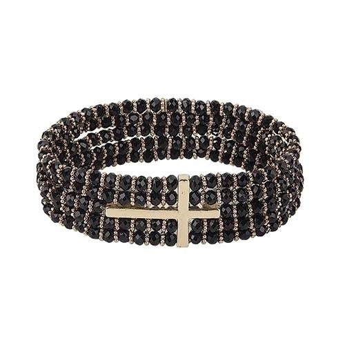 Beaded Cross Bracelet Stack