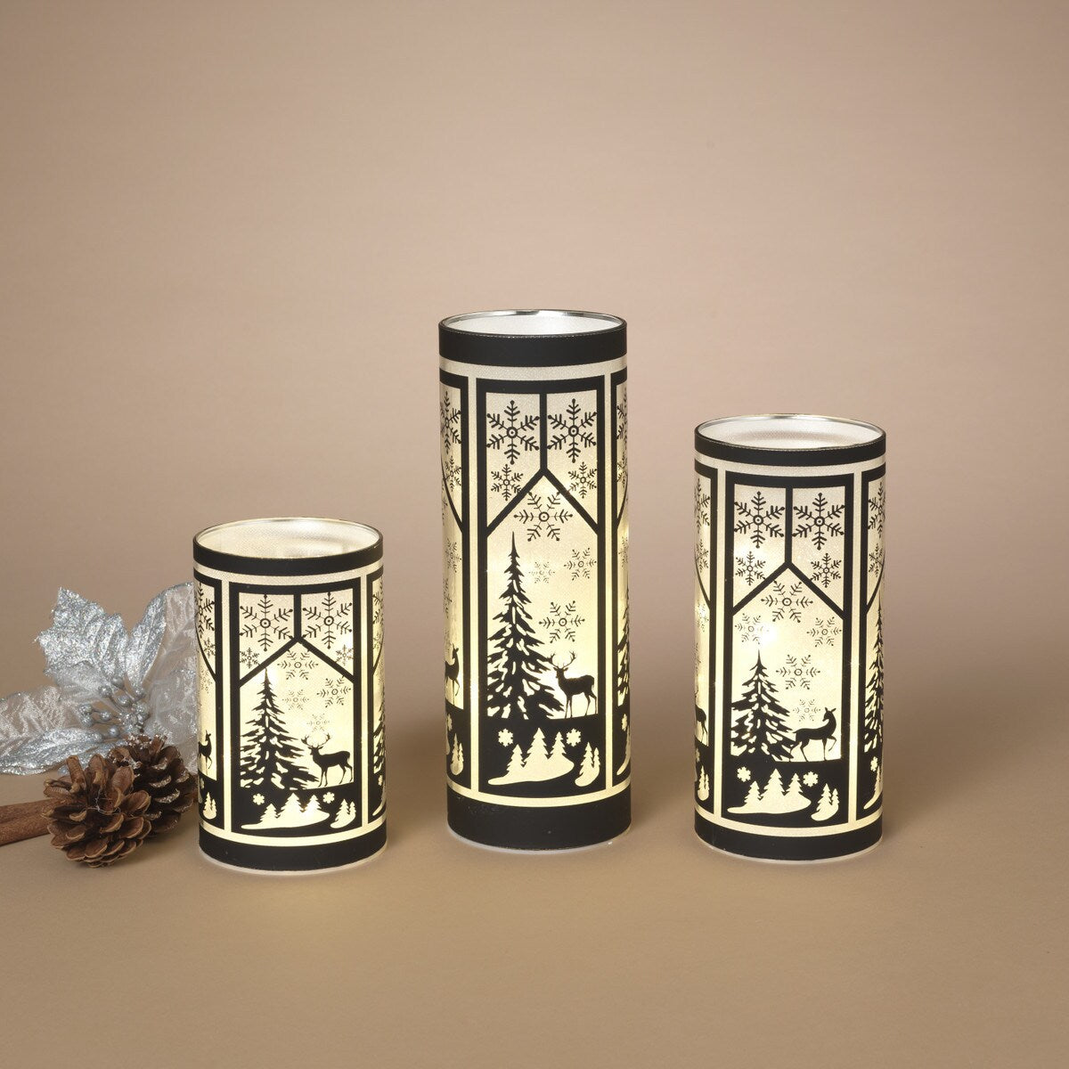 Winter Deer Lantern | Black | Battery Operated