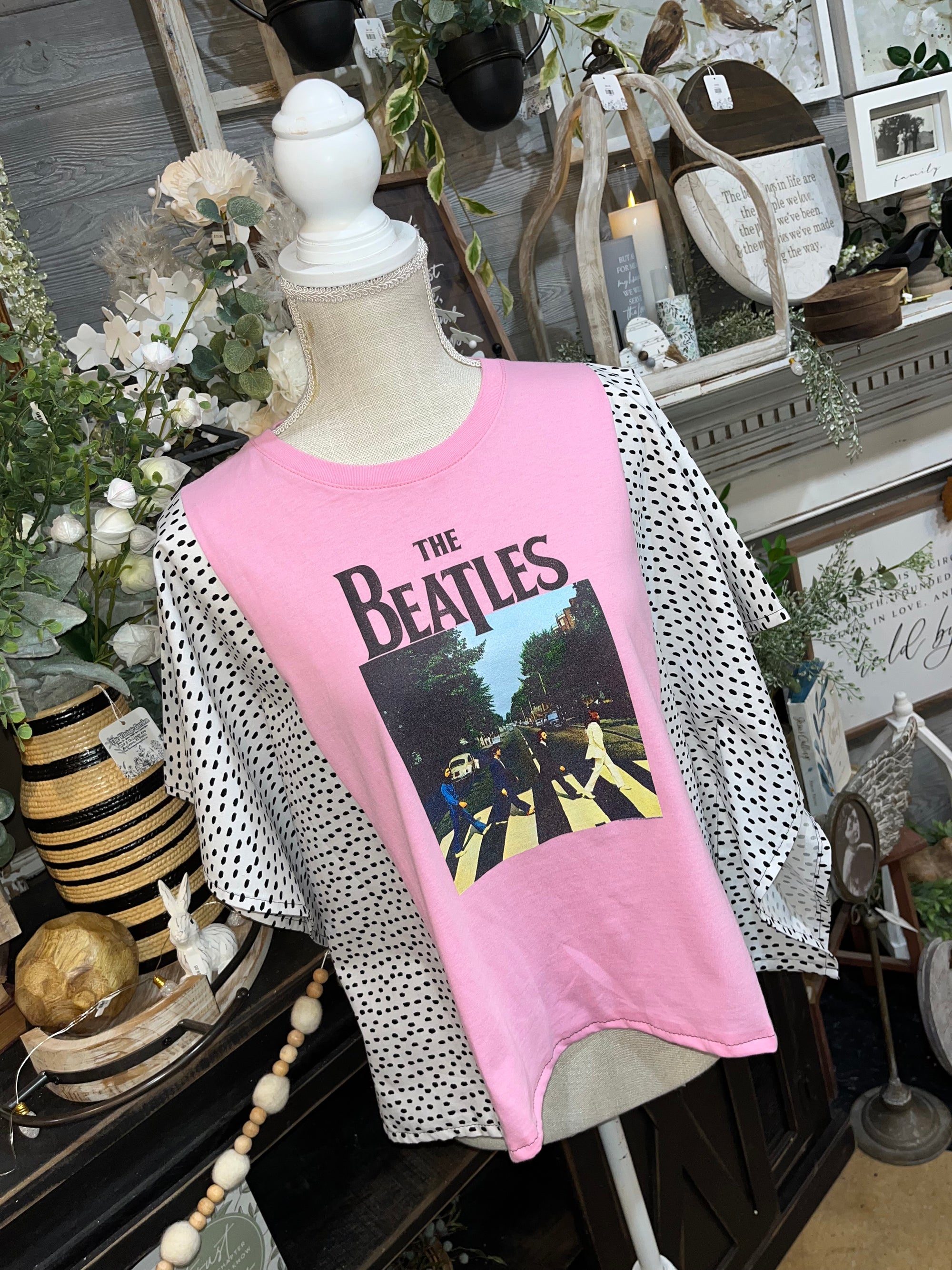 Handmade Flutter Sleeves Top | Reclaimed Beatles Graphic Tee