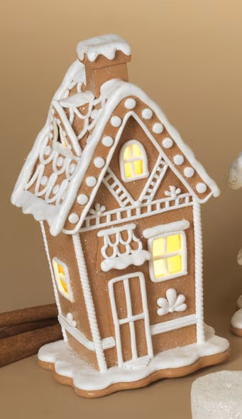 Lighted White Iced Gingerbread House | 7"