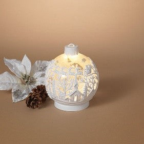 Winter Scene Spinning Snow Globe | Battery Operated