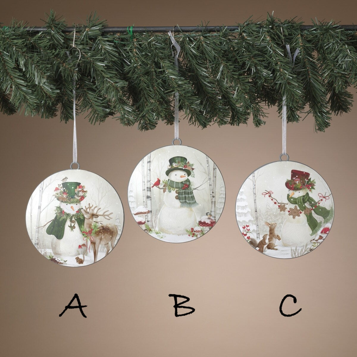 Metal Holiday Snowman Disk | Ornament