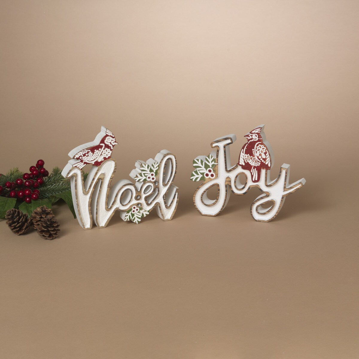Holiday Sentiment | Noel or Joy | Tabletop Sitter