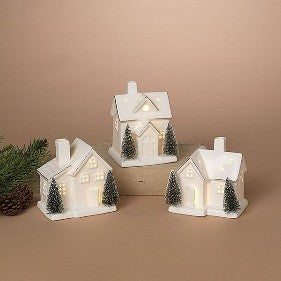 Lighted Ceramic House Luminary | Battery Operated