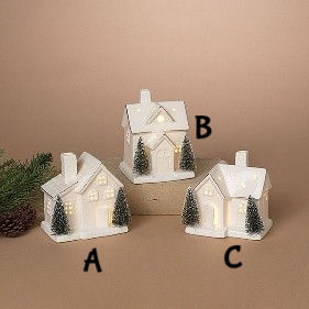 Lighted Ceramic House Luminary | Battery Operated