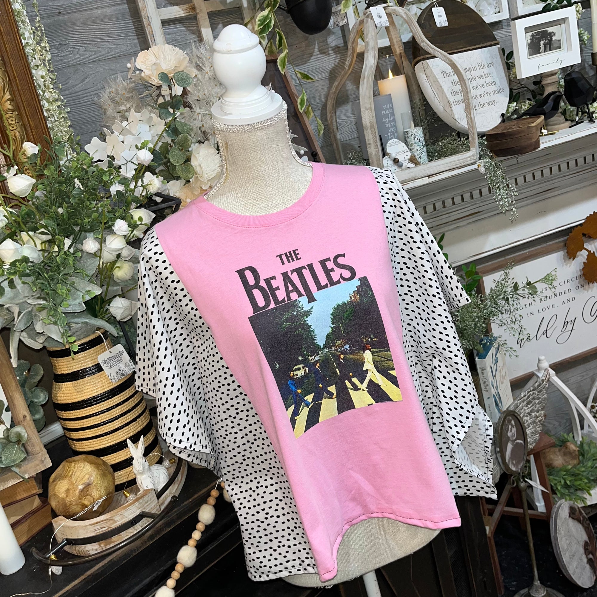 Handmade Flutter Sleeves Top | Reclaimed Beatles Graphic Tee