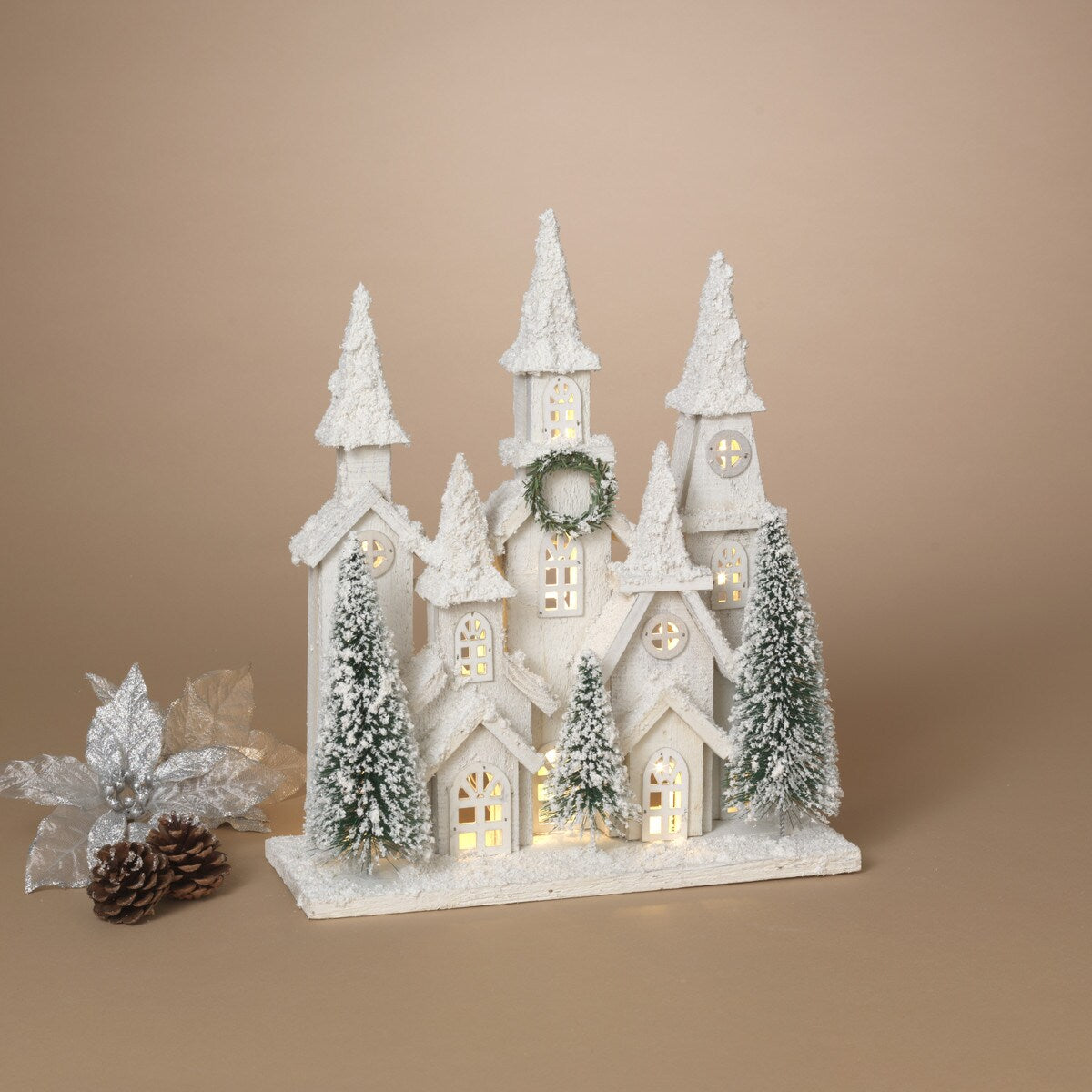 Lighted Wood Winter Village Scene