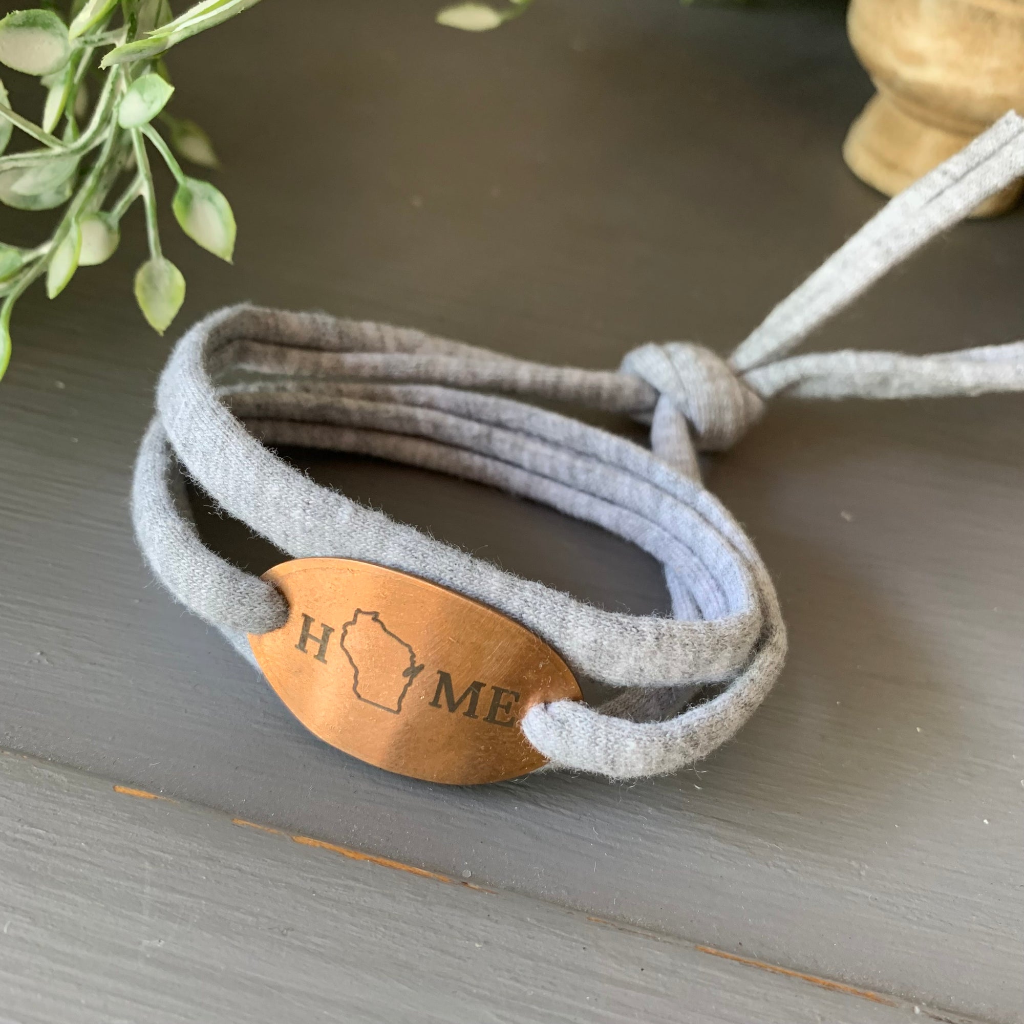 Wisconsin Home | Grey | Penny Wrap Bracelet