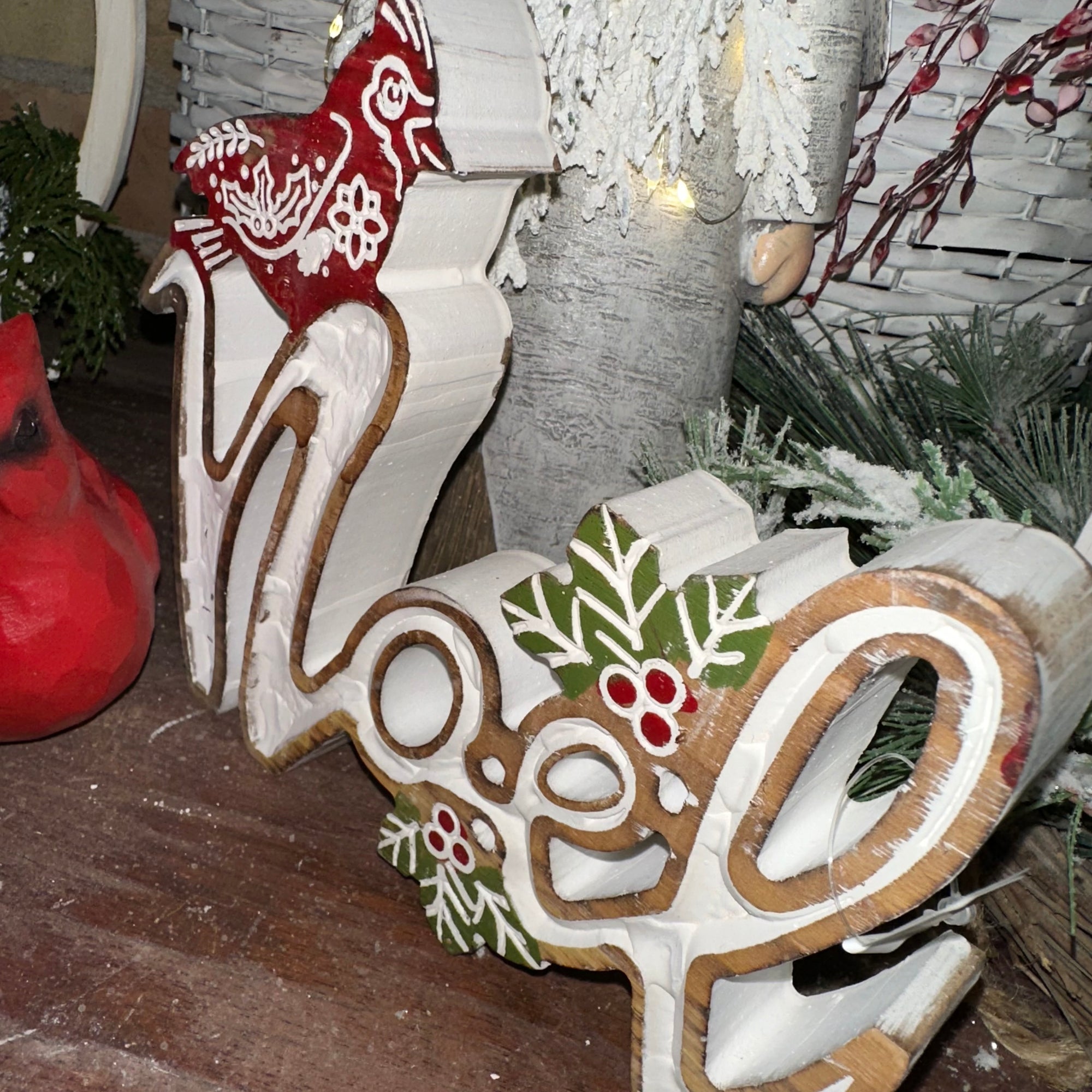 Holiday Sentiment | Noel or Joy | Tabletop Sitter
