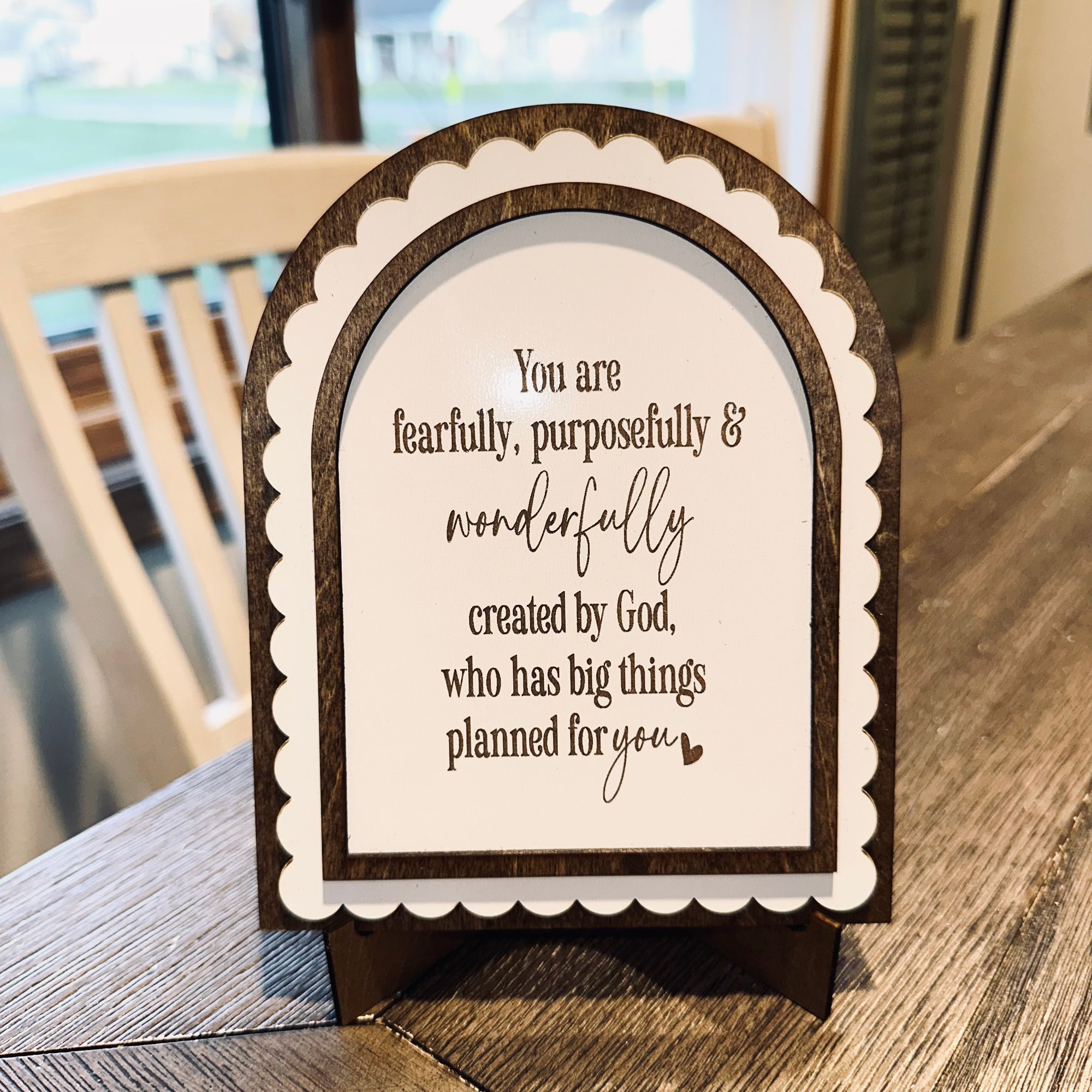 Fearfully & Wonderfully Made Sign | Christian Gift for Girls | Handmade Wood Arch