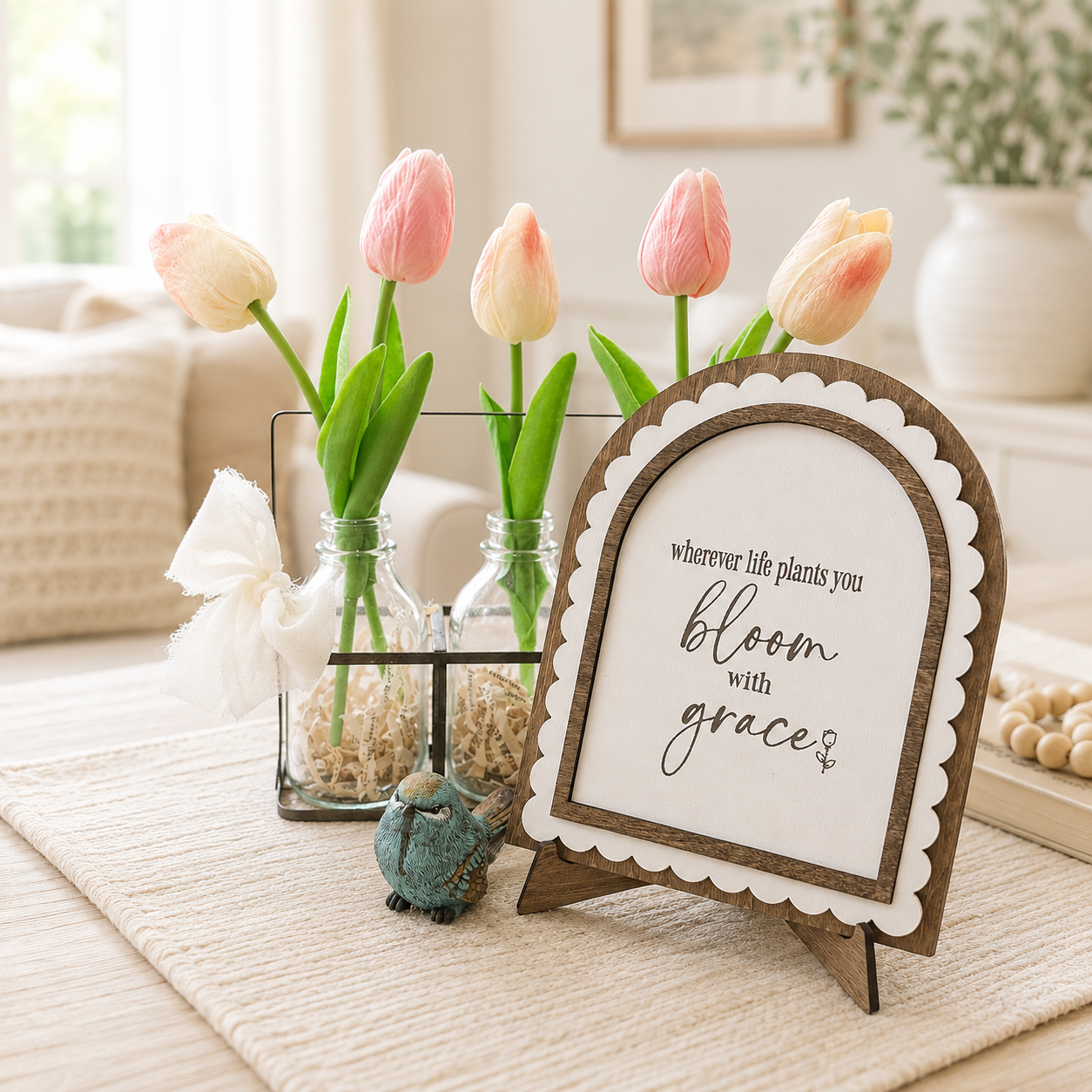 Bloom with Grace Arch Sign | Inspirational Encouragement Gift
