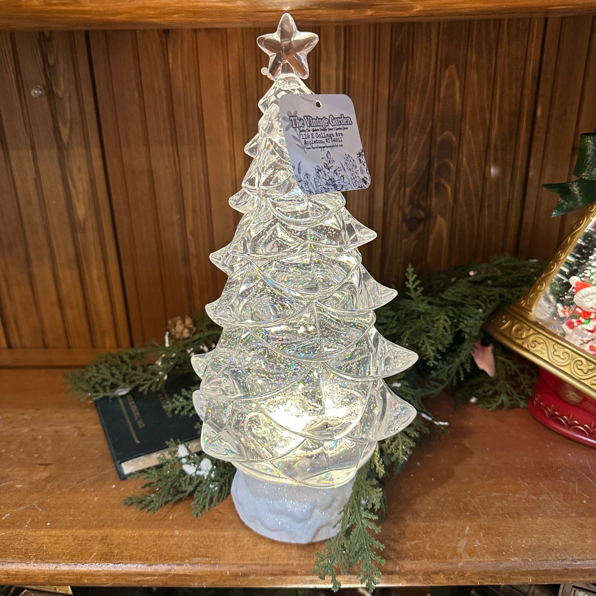 Lighted Tree Spinning Snow Globe | Battery Operated