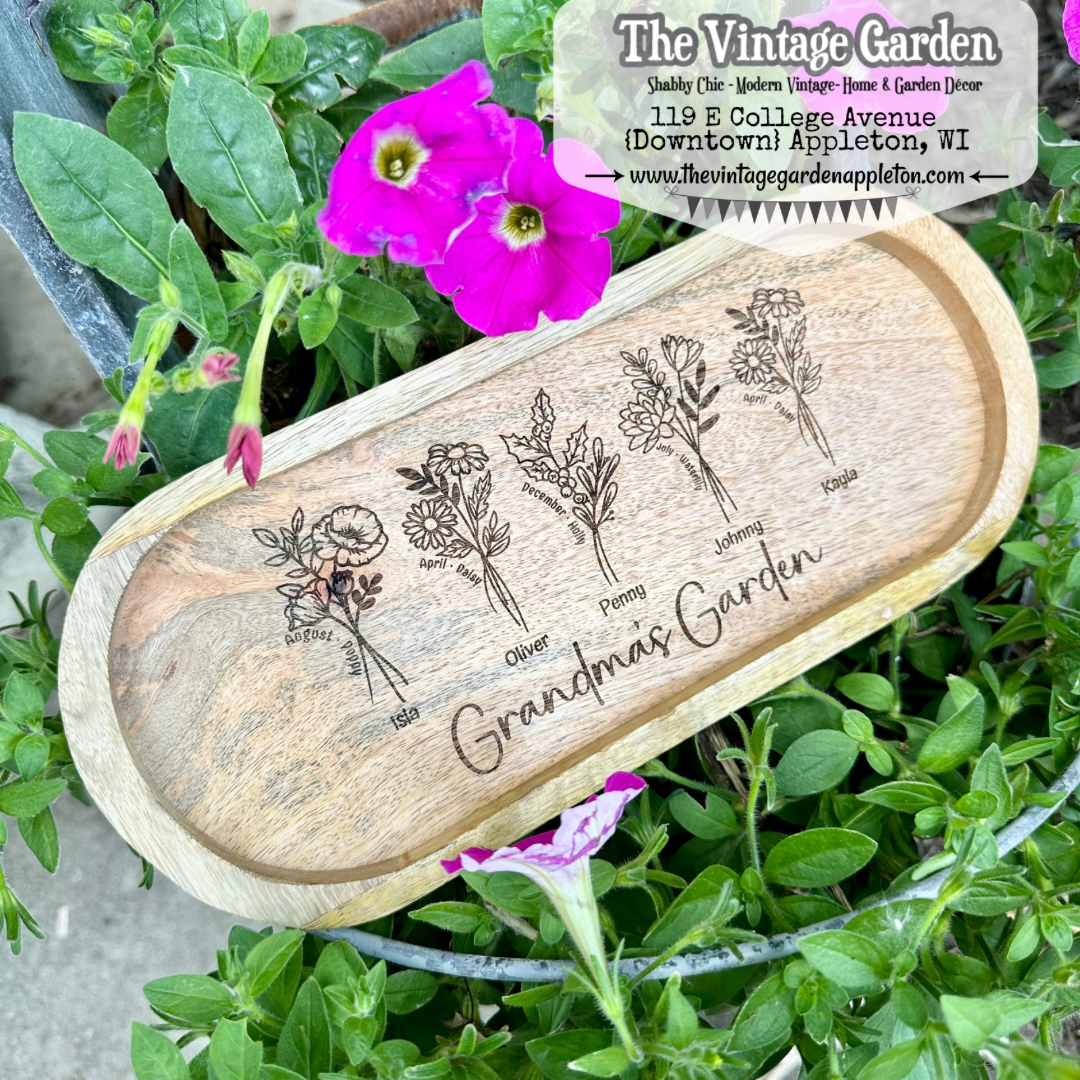 Birthflower Garden | Custom Wood Tray