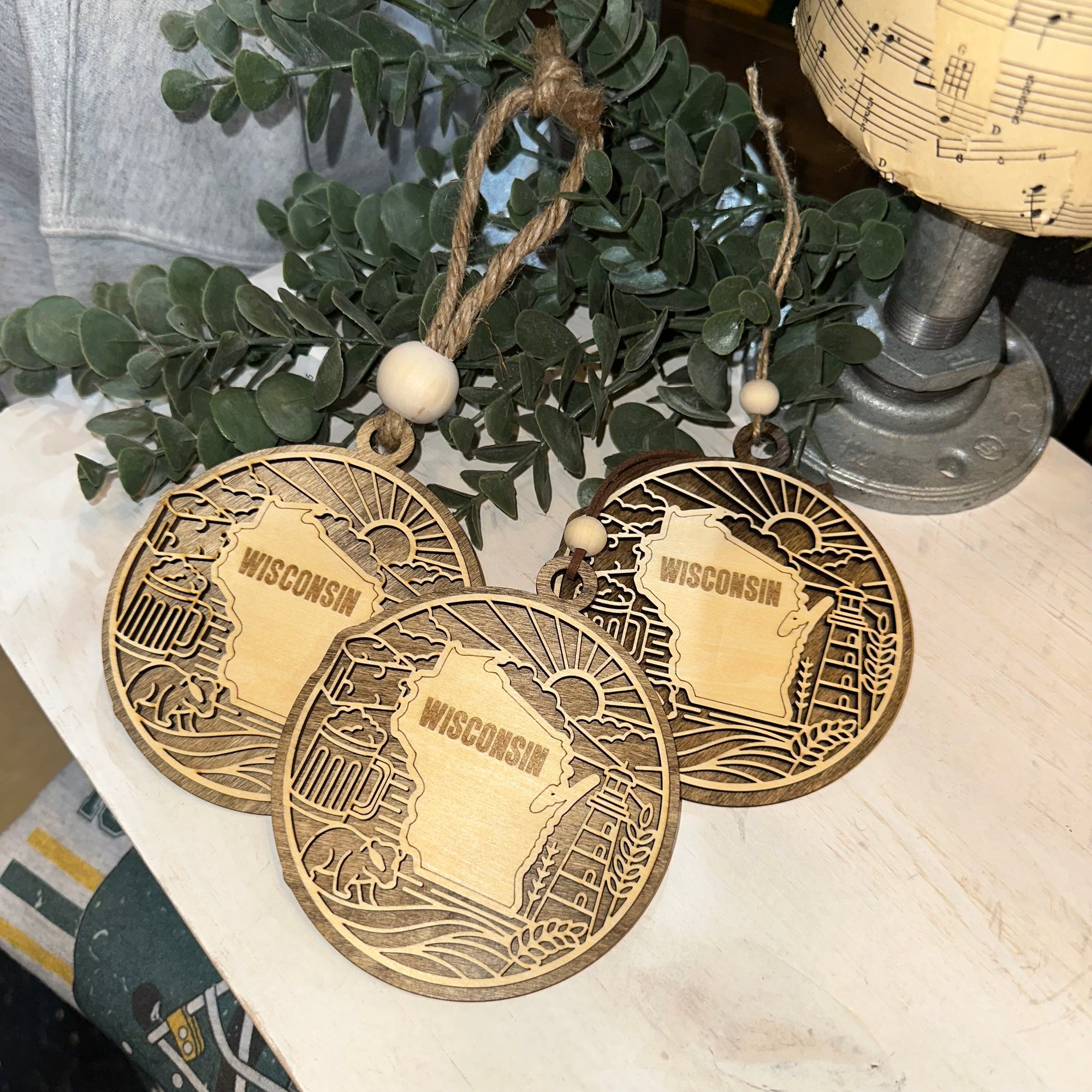 Wisconsin Laser Etched Ornament | Wood