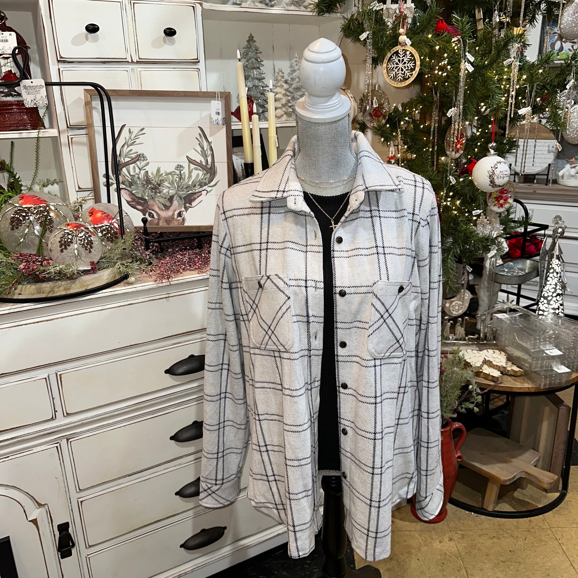 Plaid Button Up | Light Gray