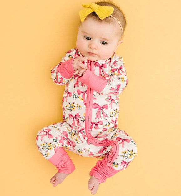 Bows & Blooms | Bamboo Zippy Footie Sleeper
