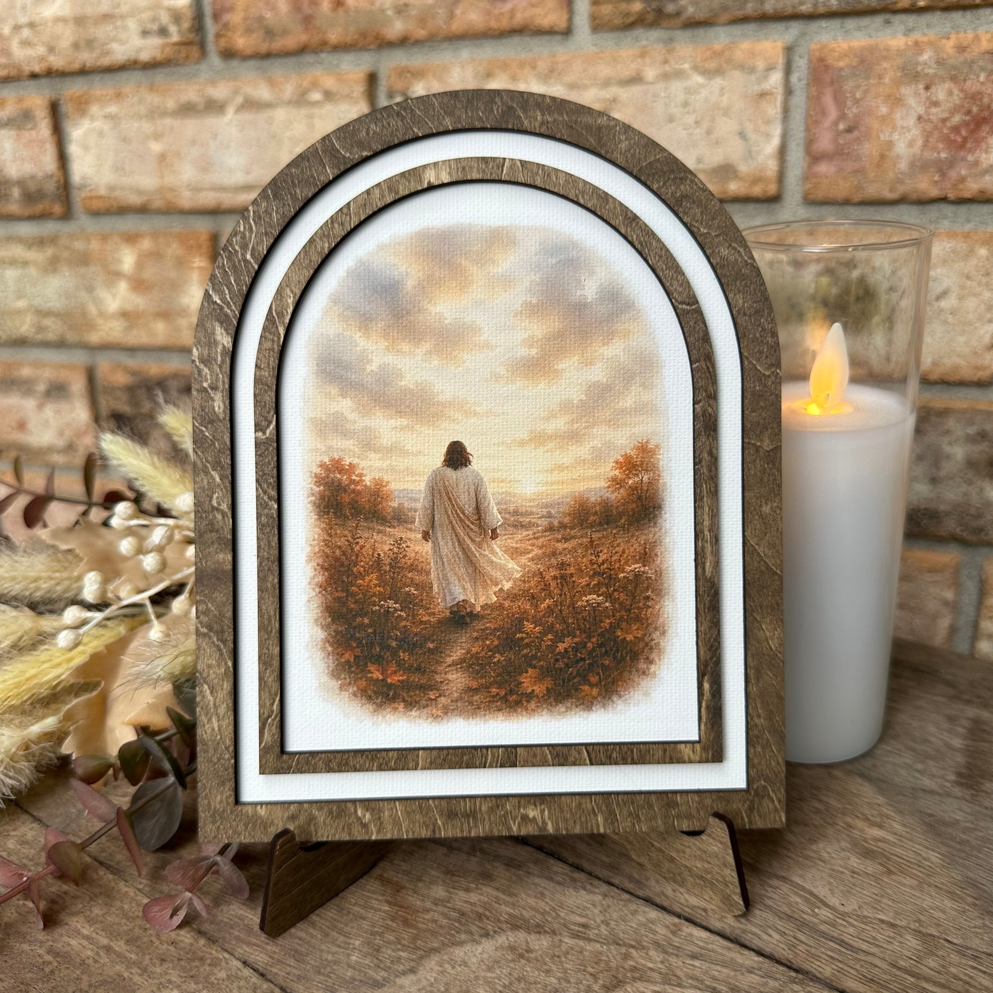 Jesus Walking in Autumn Meadow | Canvas Artwork