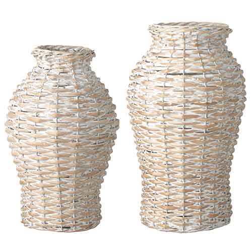 Whitewashed Woven Vase | 11.5-13.25"