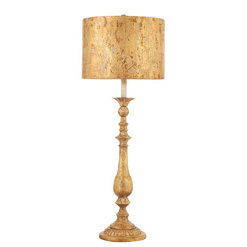 Distressed Gold Lamp & Shade | Metal