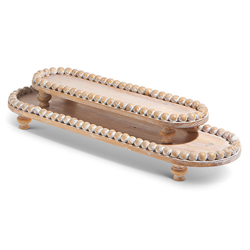 Whitewash Long Beaded Riser | Wood