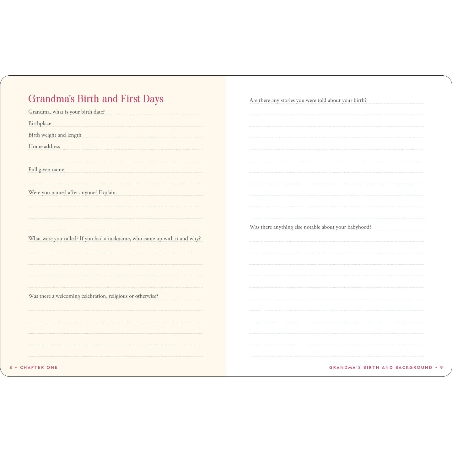 Grandma's Story | Keepsake Memory Journal