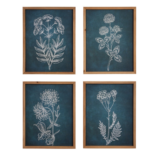 Teal Botanical Floral Framed Print | 18"