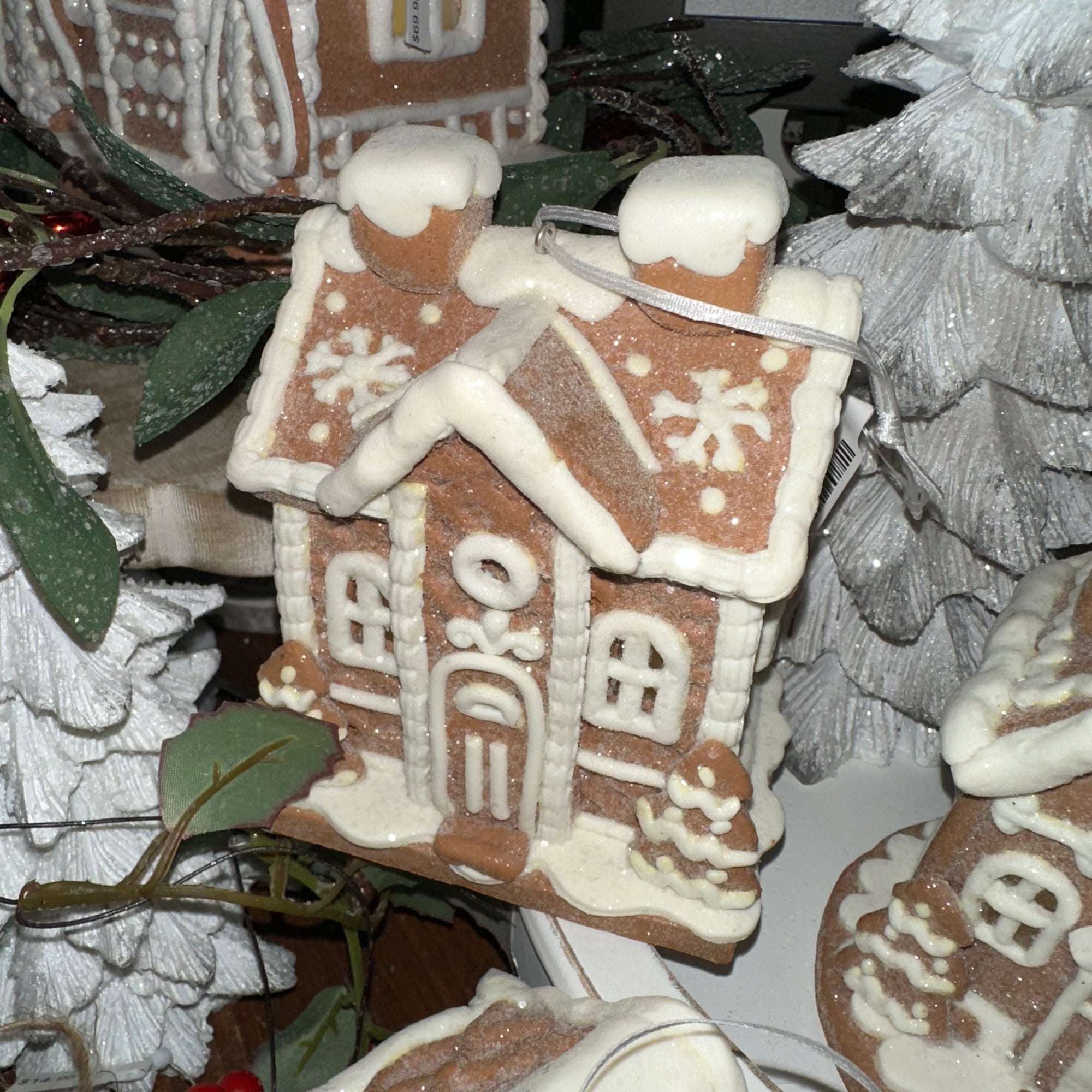 Lighted White Iced Gingerbread House | 4.5"
