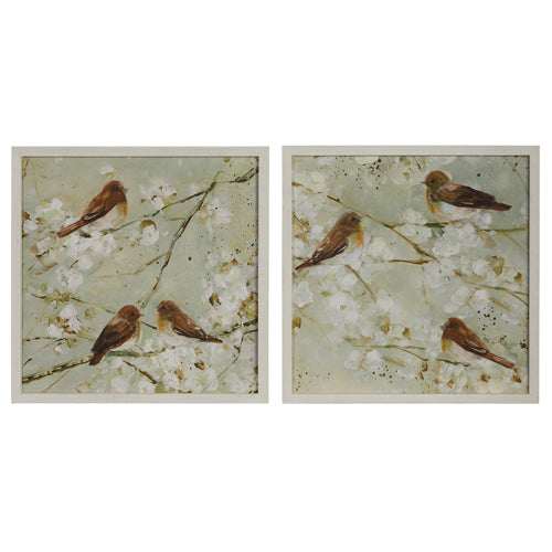 Wrens on Budding Branches Wall Art | 20"