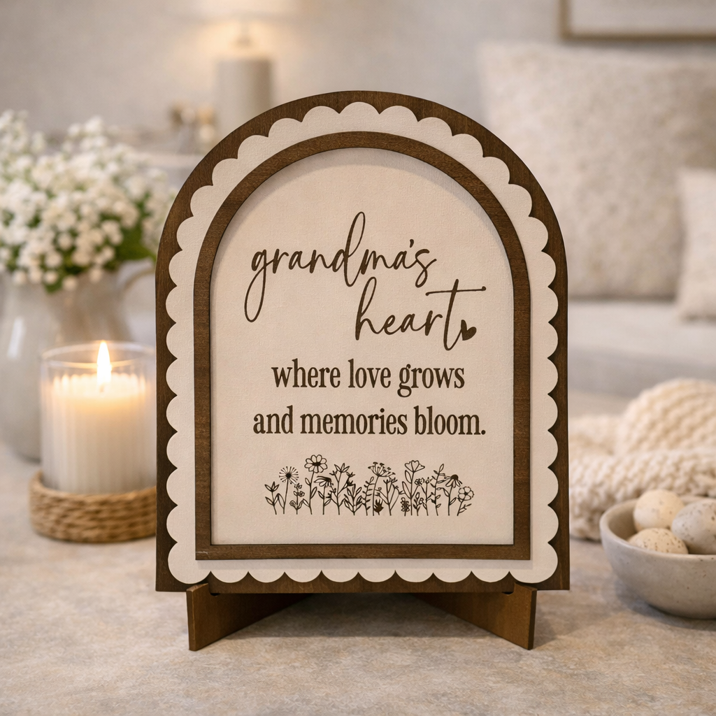 Grandma’s Heart… | Handmade Arched Art with Easel