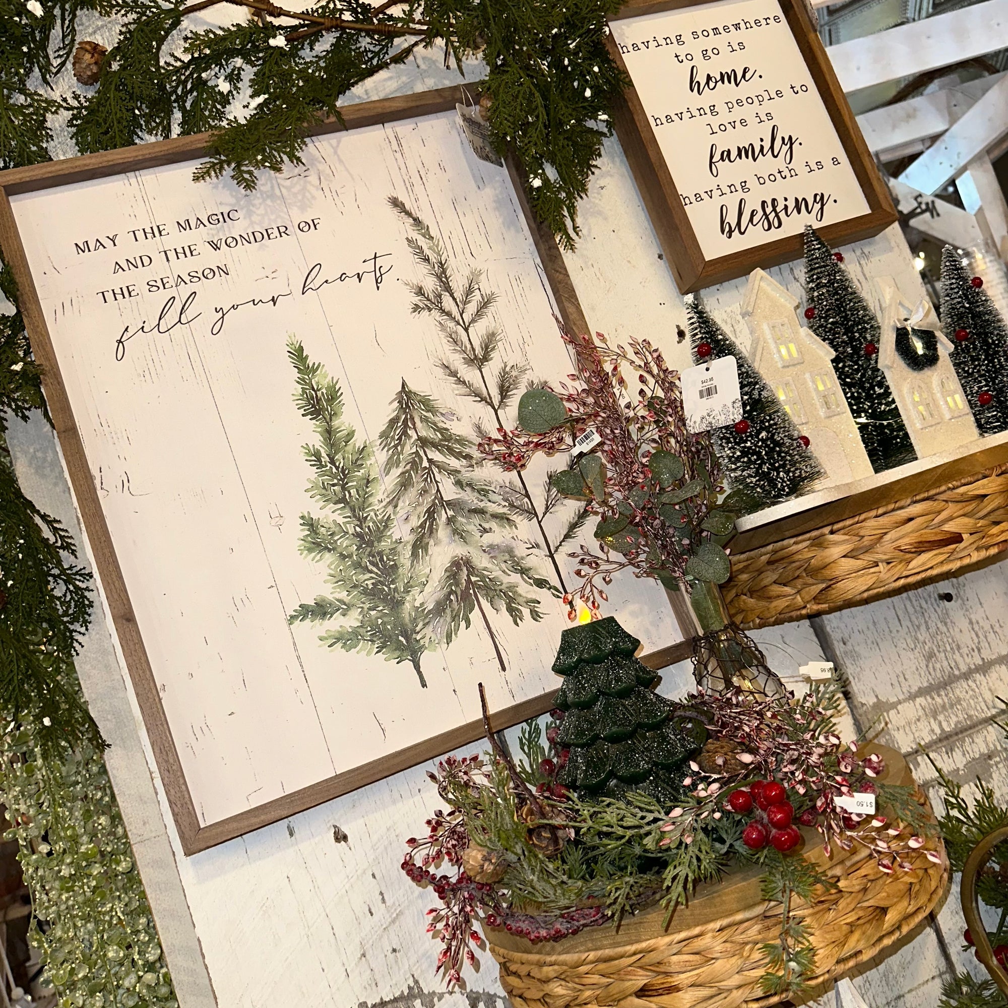 Frosted Tree Candle | Flicker Flame | Battery Operated