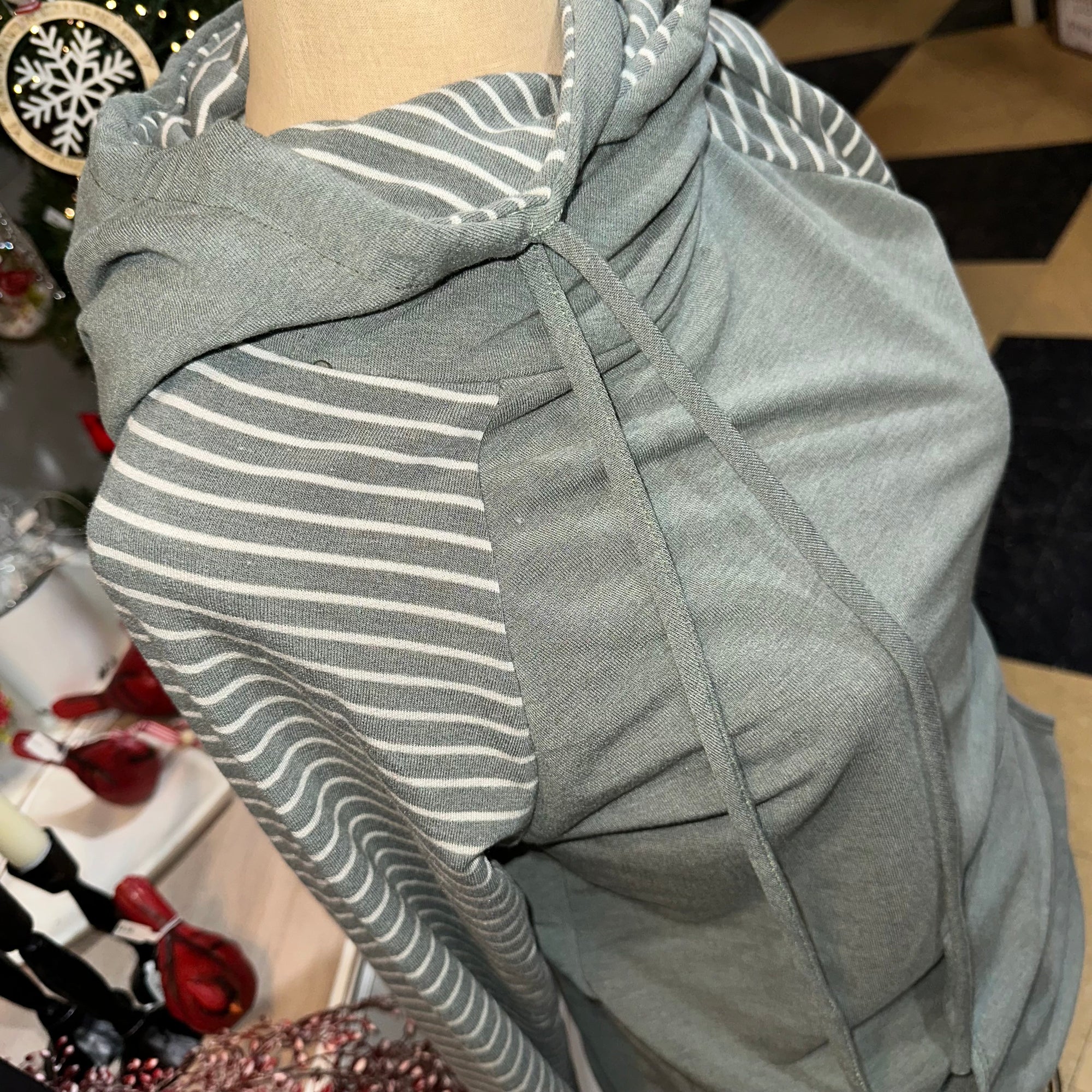 Striped Drawstring Hoodie | Mulberry, Navy, Olive