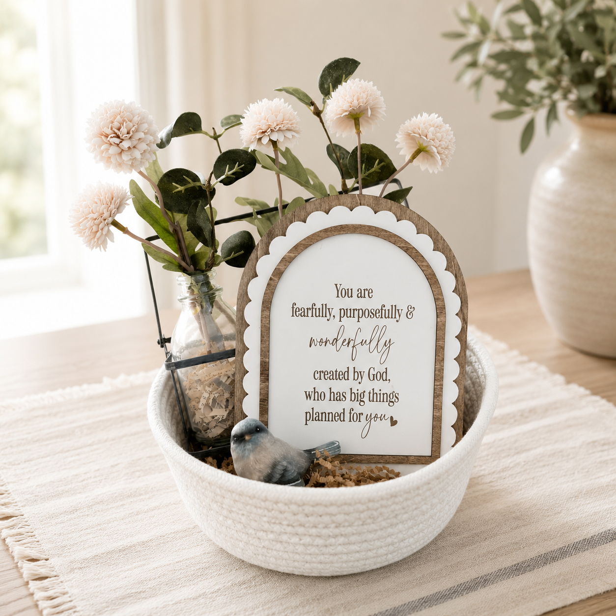 Fearfully & Wonderfully Made Sign | Christian Gift for Girls | Handmade Wood Arch