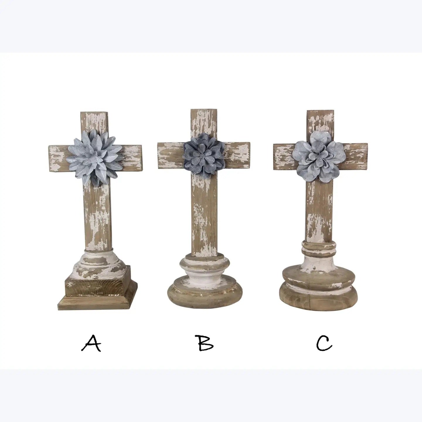 Distressed Wood Cross with Flower
